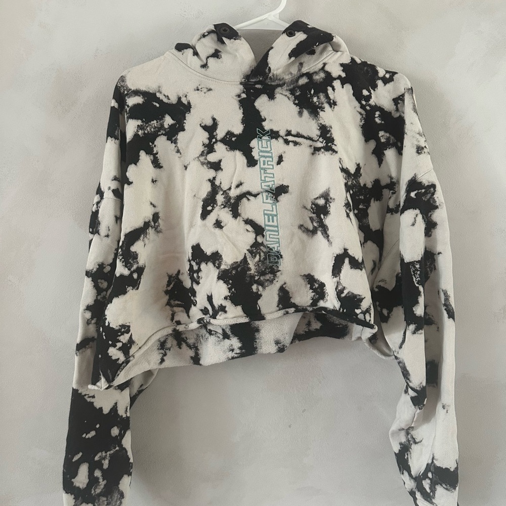Daniel Patrick Shirts Tie-Dye Black and White Cropped Hoodie